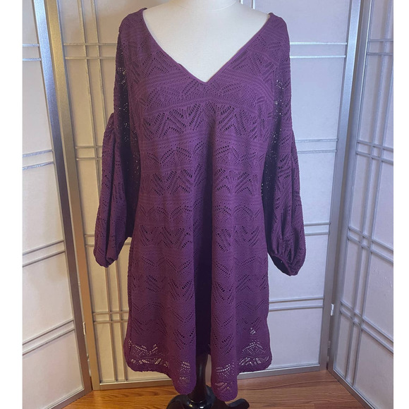Maeve Anthropologie V Neck Lacey Overlay Eyelet Long Sleeved Dress Size … - Picture 1 of 7